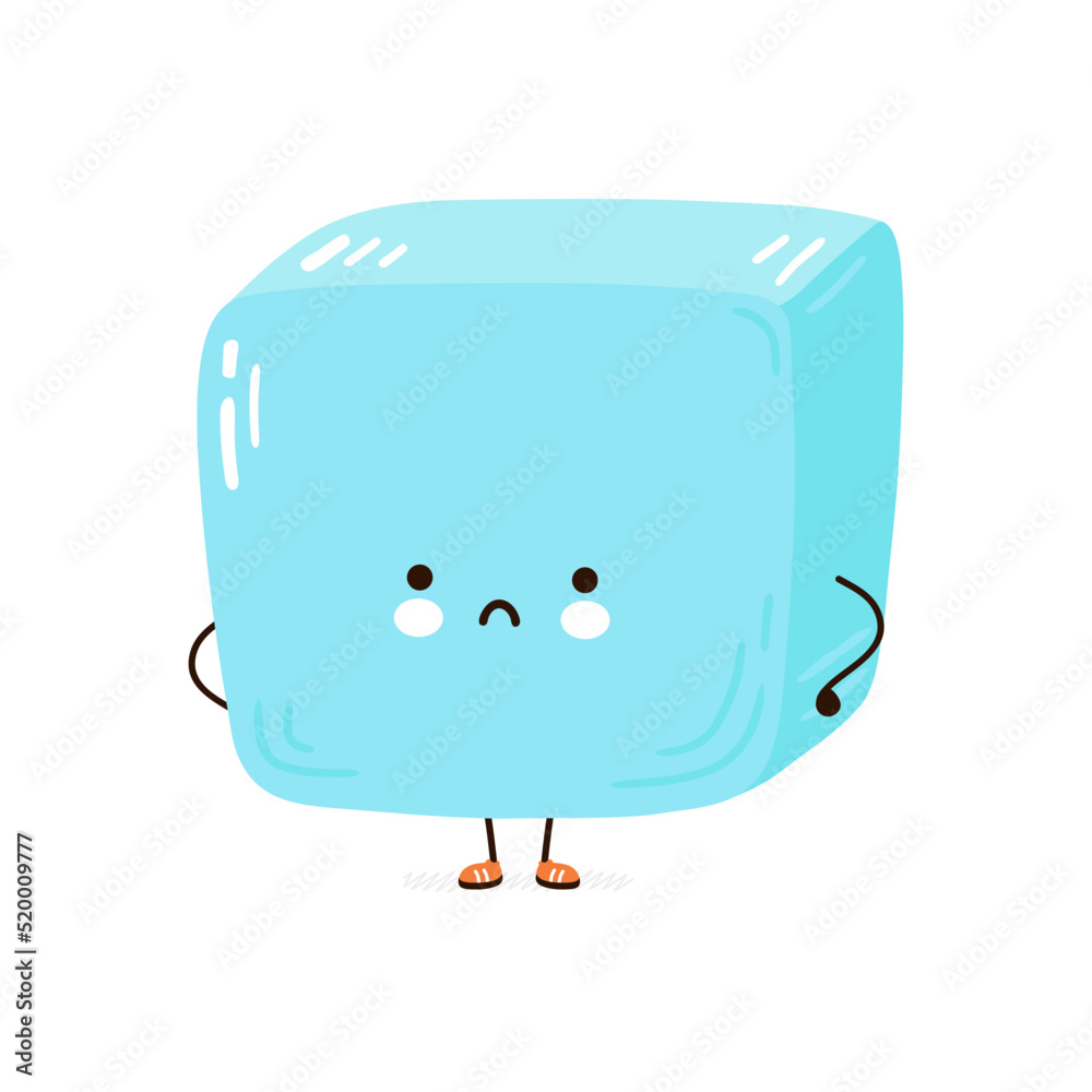 Cute ice cube character. Vector hand drawn cartoon kawaii character ...