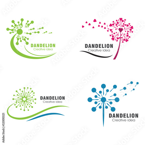 Dandelion flower logo vector template design