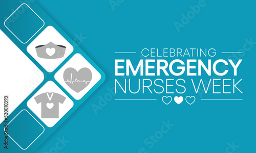 Emergency Nurses week is observed every year in October, ER nurses treat patients who are suffering from trauma, injury or severe medical conditions and require urgent treatment. Vector illustration