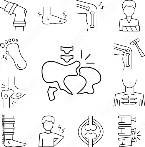 Anatomy bone fracture shin icon in a collection with other items