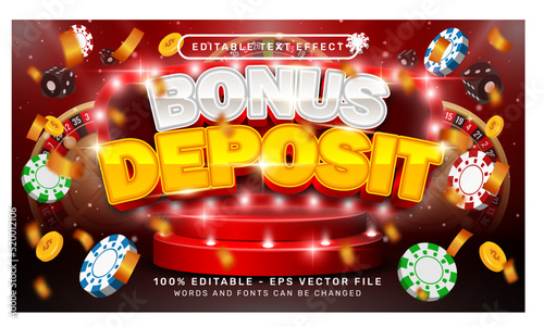 bonus deposit 3d text effect and editable text effect