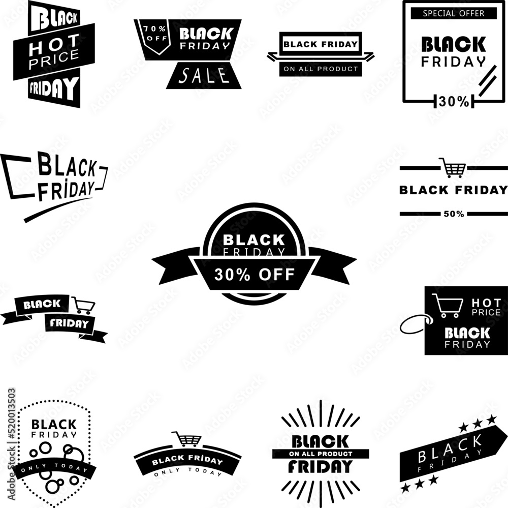 Fototapeta premium Black Friday poster stiker icon in a collection with other items