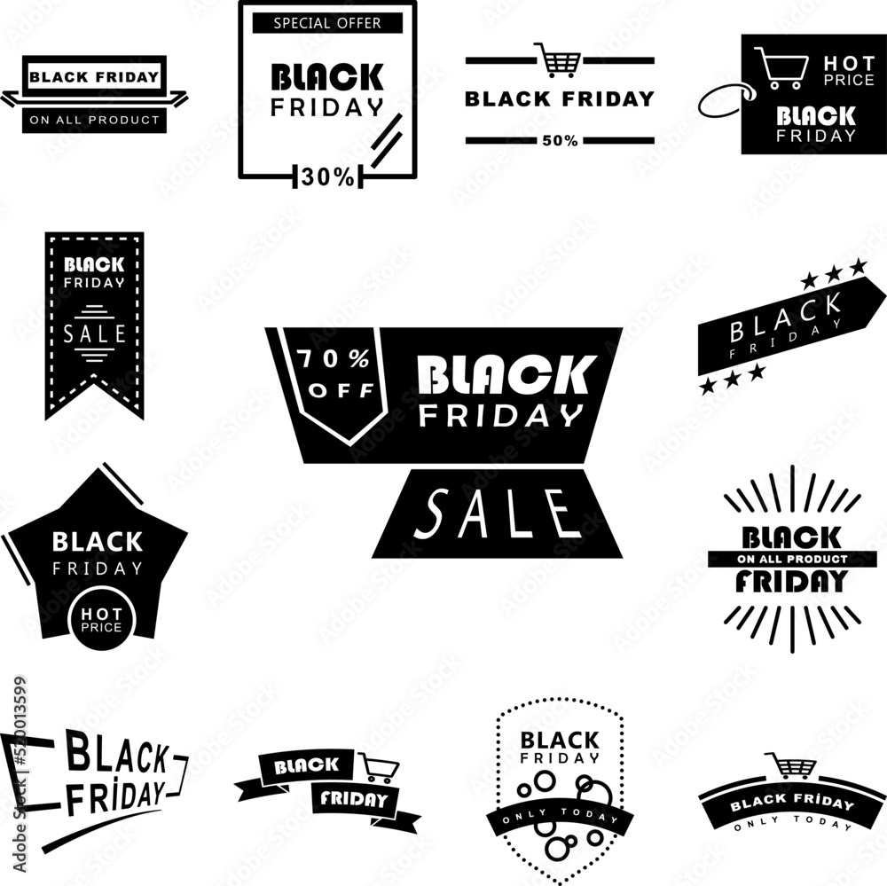 Black Friday poster stiker icon in a collection with other items