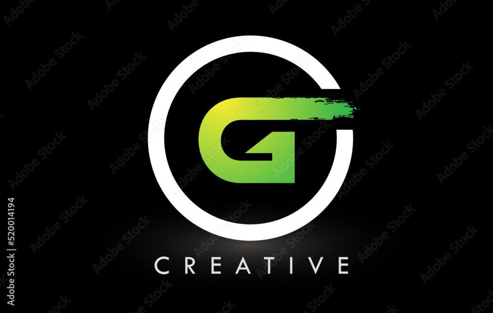 G Green White Brush Letter Logo Design. Creative Brushed Letters Icon Logo. G Green White Brush Letter Logo Design. Creative Brushed Letters Icon Logo.
