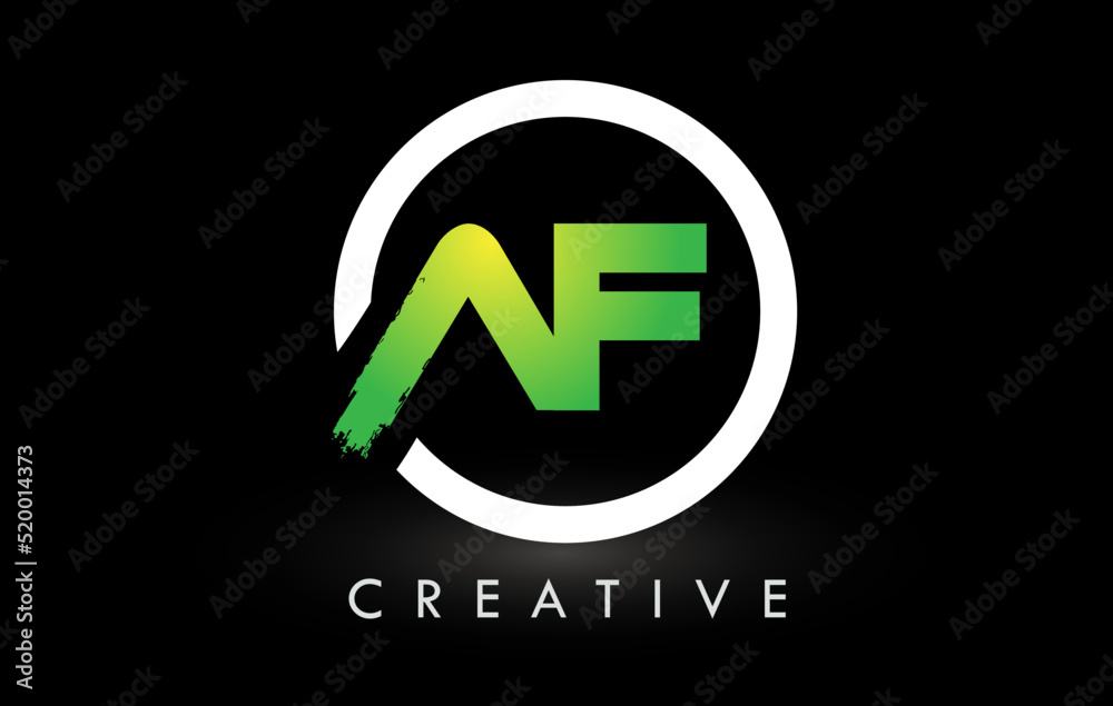AF Green White Brush Letter Logo Design. Creative Brushed Letters Icon Logo. AF Green White Brush Letter Logo Design. Creative Brushed Letters Icon Logo.