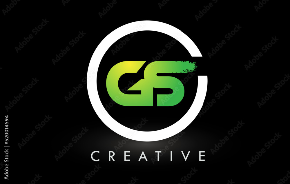 GS Green White Brush Letter Logo Design. Creative Brushed Letters Icon Logo. GS Green White Brush Letter Logo Design. Creative Brushed Letters Icon Logo.