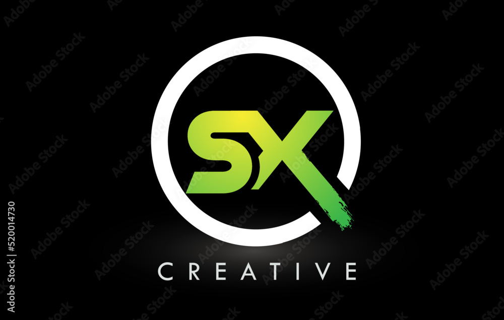 SX Green White Brush Letter Logo Design. Creative Brushed Letters Icon Logo. SX Green White Brush Letter Logo Design. Creative Brushed Letters Icon Logo.