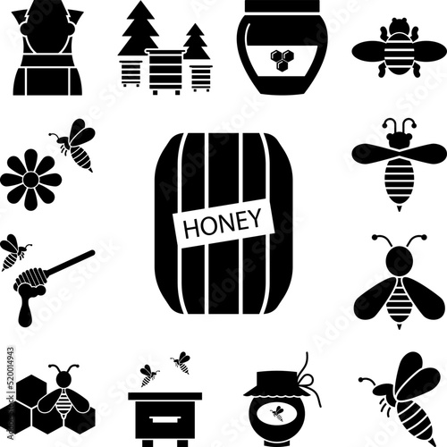 a barrel of honey icon in a collection with other items