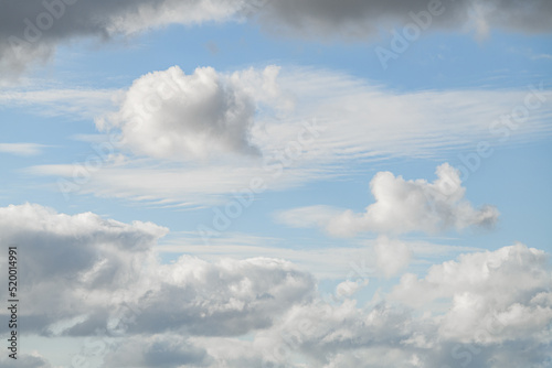 Wonderful view of white cumulus clouds against the blue sky