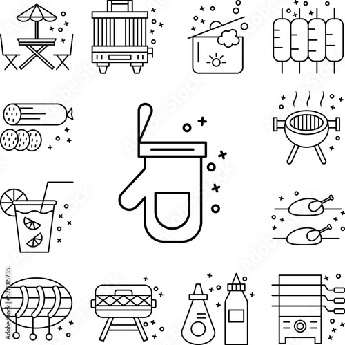 Mitten glove kitchen icon in a collection with other items