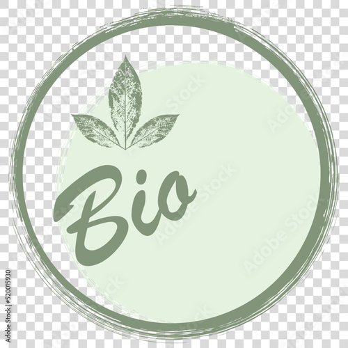Bio products circle sticker, stamp and logo. Ecology icon. Template for organic and eco friendly products. Vector illustration. Isolated on transparent background