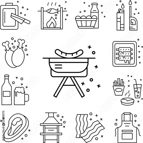 Barbecue food grill bbq icon in a collection with other items