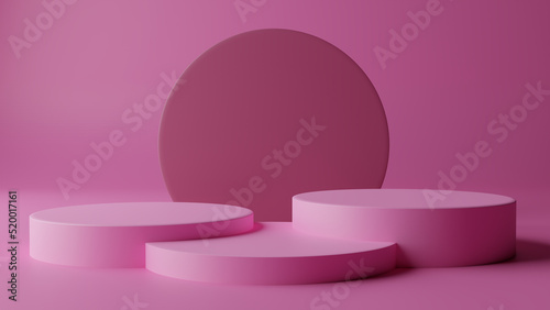Three Stage Pink Podium 3D Rendering