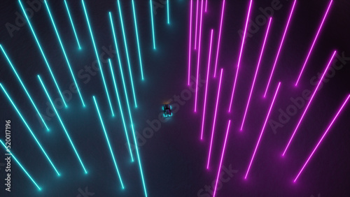 Neon Stick Path 3D Rendering