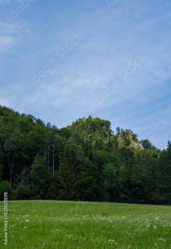 The Nockstein is a crag on the northeast slope of the Gaisberg mountain in the north of the state of Salzburg, long shot.
