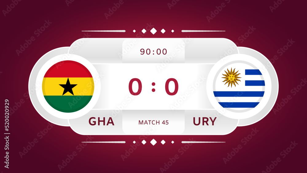 Vetor de Ghana Vs Uruguay Match. Football 2022. World Football Championship Competition