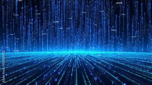 Computer binary digital rain information flow technology background