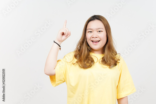 Got Idea or Solution of Beautiful Asian Woman wearing yellow T-Shirt Isolated On White Background