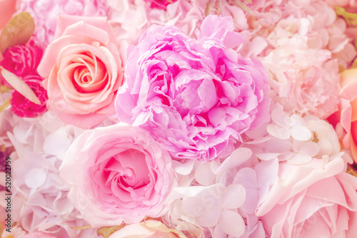 Flower background with roses and peony