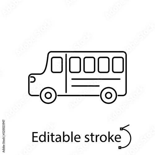 School bus outline icon. Transport travel. Back to school design. Minimal pictogram. Isolated vector stock illustration