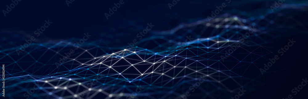 Digital technological background. Abstract structure with connected dots and lines. Big data. 3D rendering.