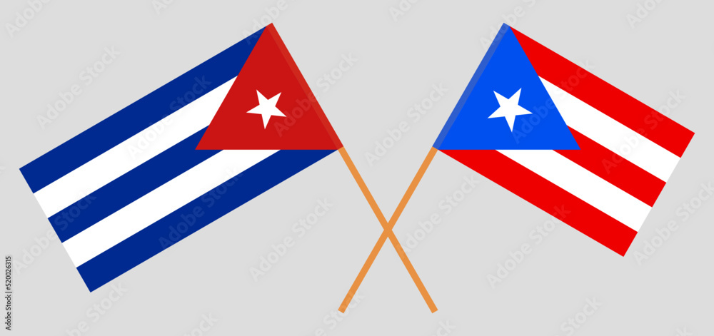 Crossed flags of Cuba and Puerto Rico. Official colors. Correct proportion Crossed flags of Cuba and Puerto Rico. Official colors. Correct proportion