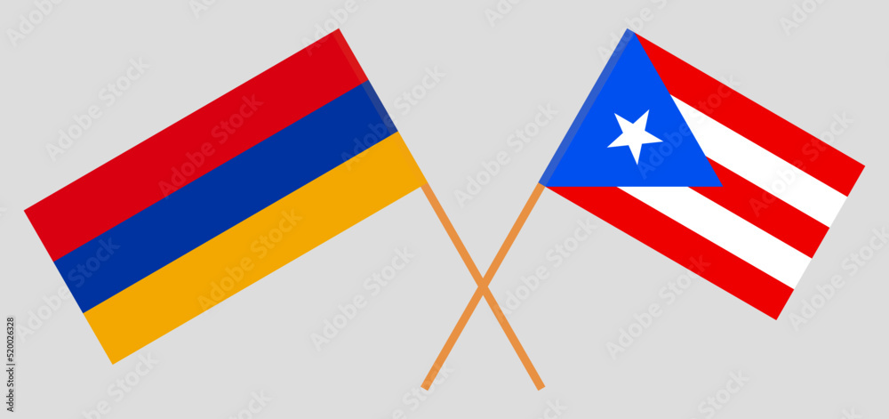 Crossed flags of Armenia and Puerto Rico. Official colors. Correct proportion Crossed flags of Armenia and Puerto Rico. Official colors. Correct proportion