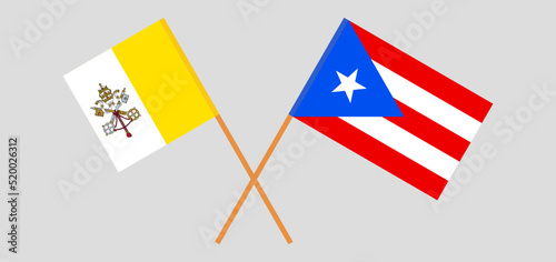 Crossed flags of Vatican and Puerto Rico. Official colors. Correct proportion