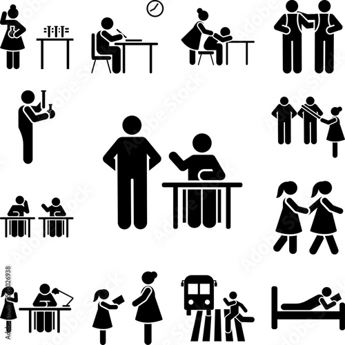 Teacher learn man student pictogram icon in a collection with other items