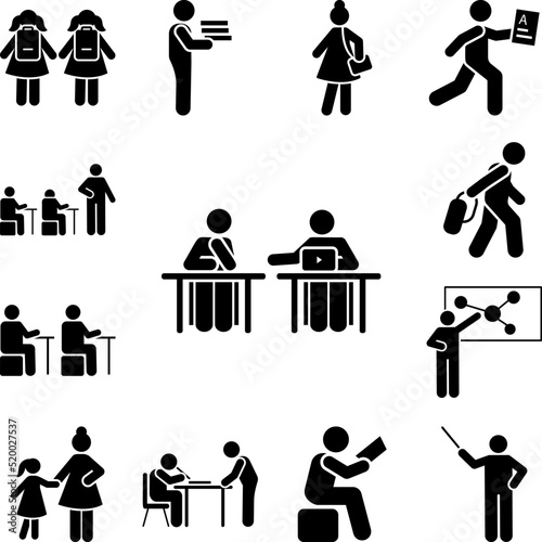 School talk students lesson pictogram icon in a collection with other items
