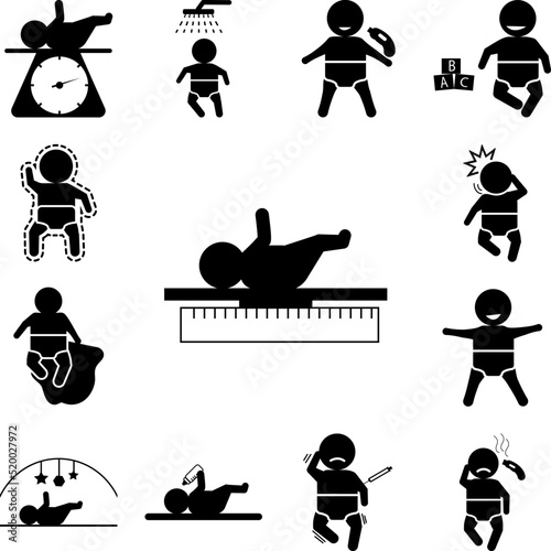 Baby, height, measure icon in a collection with other items