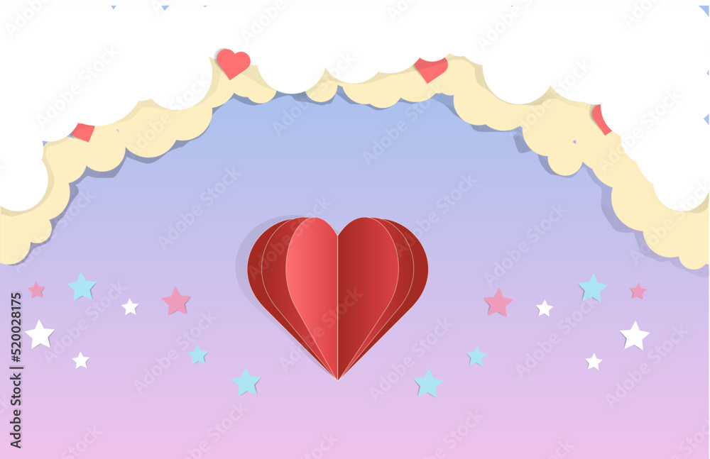 heart love symbol paper style vector love happy and creative