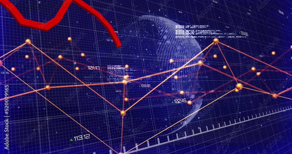 Fototapeta premium Image of data processing over globe