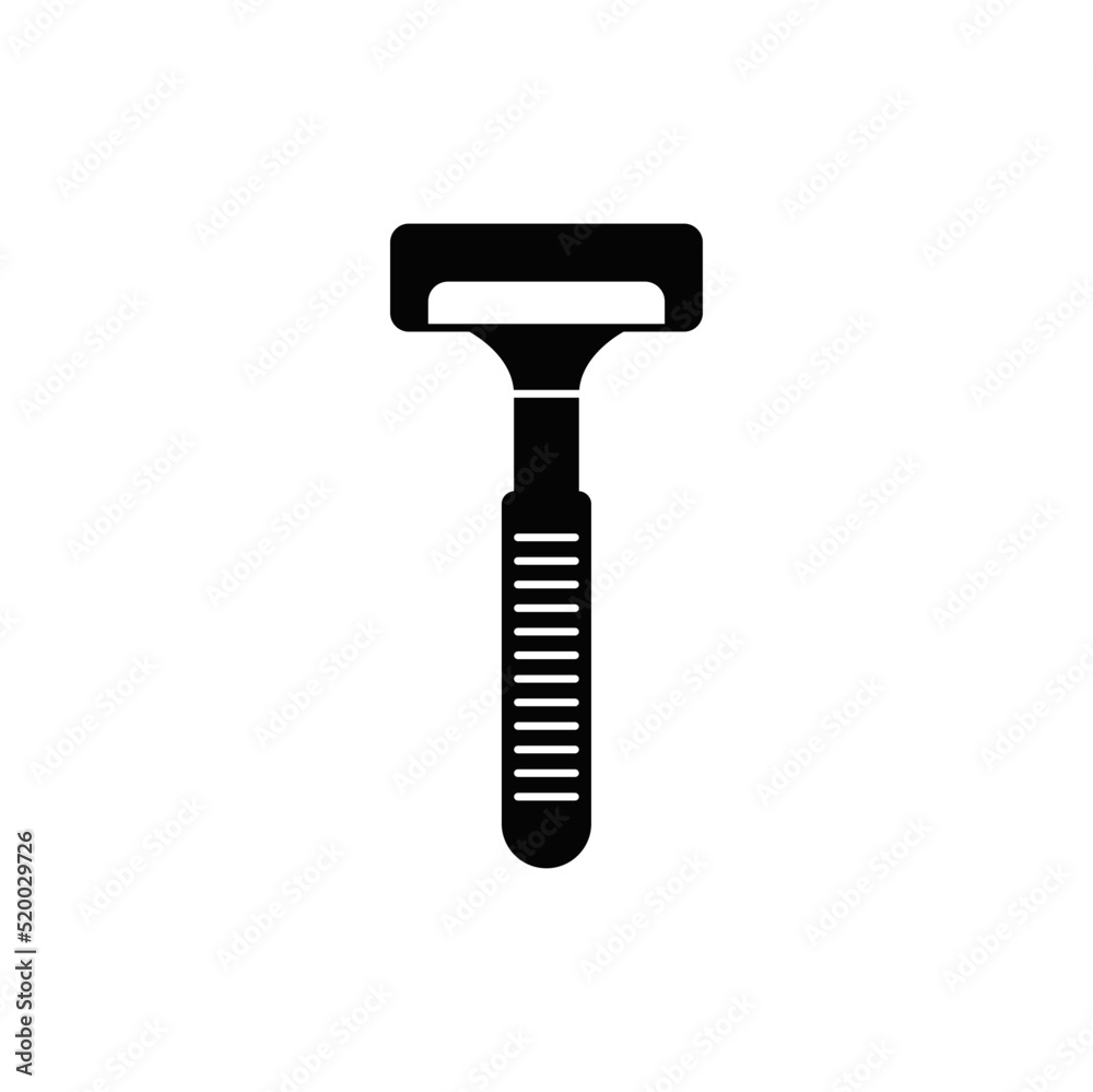 Manual shaving razor blade icon in black flat glyph, filled style isolated on white background Manual shaving razor blade icon in black flat glyph, filled style isolated on white background