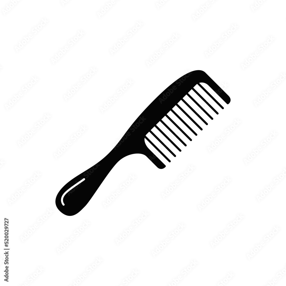 Classic comb icon in black flat glyph, filled style isolated on white background Classic comb icon in black flat glyph, filled style isolated on white background