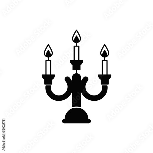 candelabra icon in black flat glyph, filled style isolated on white background