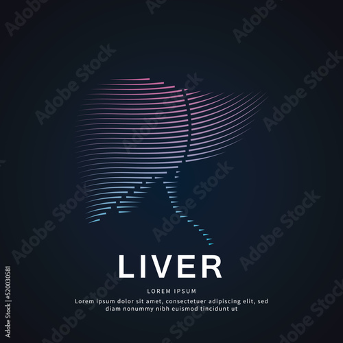 Human liver medical structure. Creative simple line art Vector logo liver silhouette on a dark background. liver care logo vector template. EPS 10