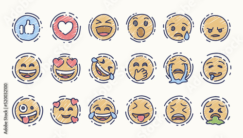 icon set hand drawn emoji design