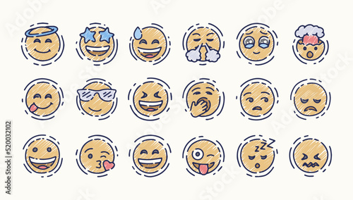 icon set hand drawn emoji design