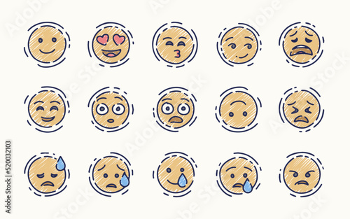 icon set hand drawn emoji design