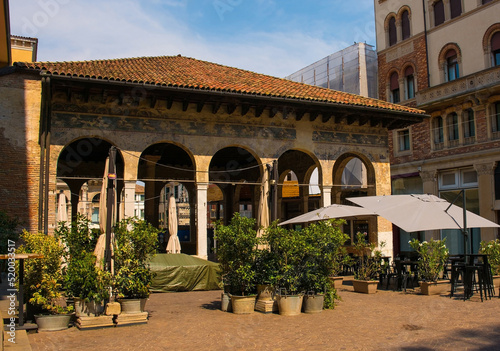 The medieval Loggia dei Cavalieri - a thirteenth century Byzantine influenced loggia in the historic centre of Treviso, Veneto, north east Italy 