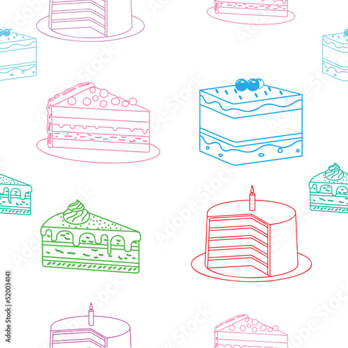 cake seamless pattern line art