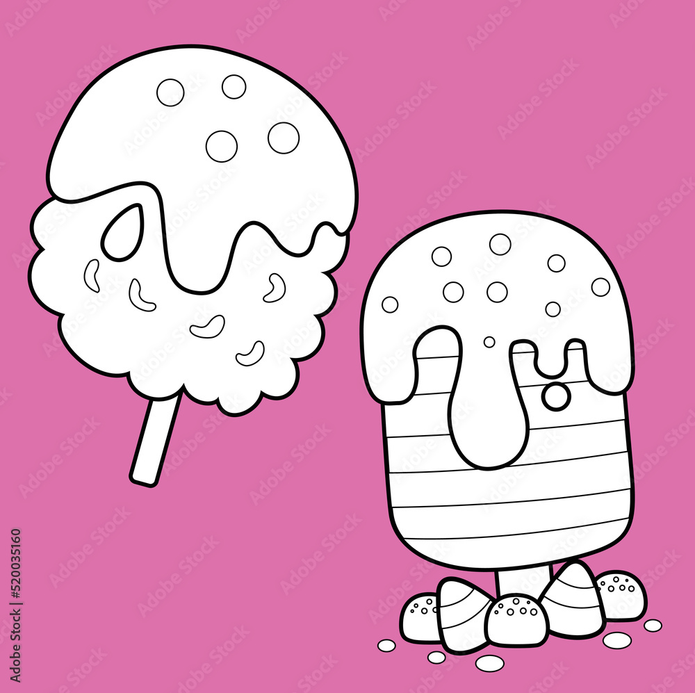 Candyland Sweet Lollipop Dessert Digital Stamp Stock Vector | Adobe Stock