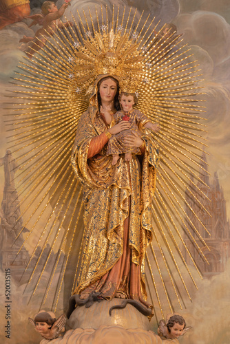 VALENCIA, SPAIN - FEBRUAR 17, 2022: The carved polychrome statue of Madonna i...