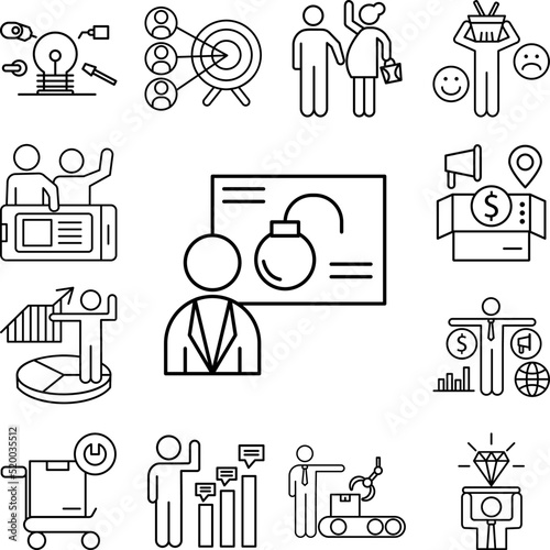 Risk bomb decision perception icon in a collection with other items