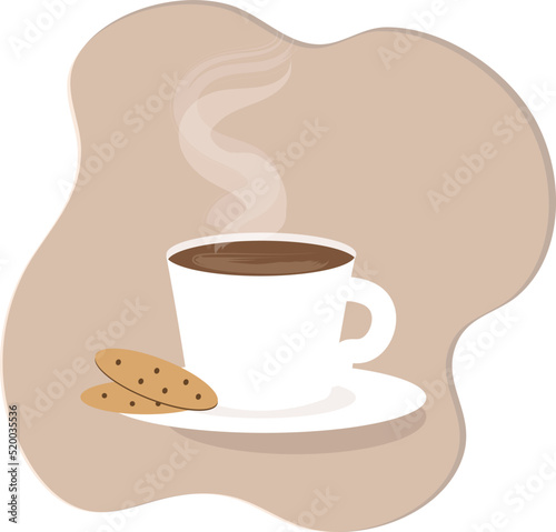 a cup of coffee or tea with cookies