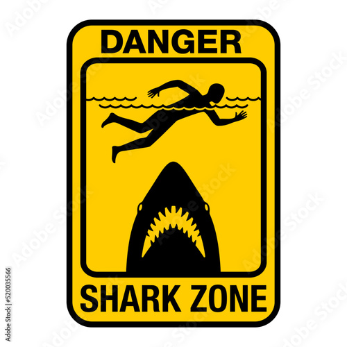 Danger - Shark Zone sign as popular horror poster
