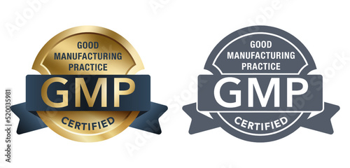 GMP certified badge. Good manufacturing practices