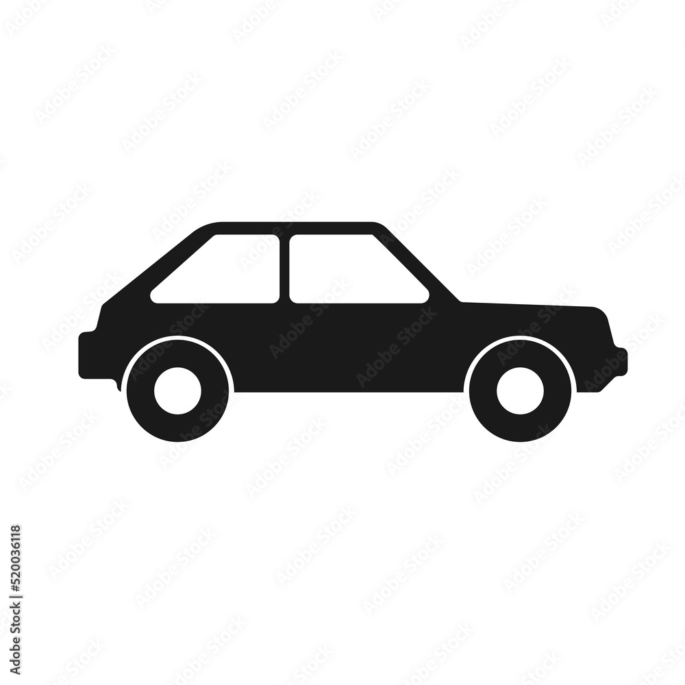 Vector illustration of black and white simple car, transportation sign, automotive symbol Vector illustration of black and white simple car, transportation sign, automotive symbol