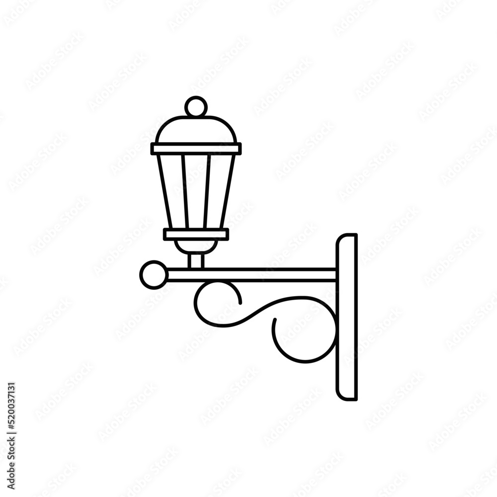 Hanging antique wall lamp Decoration icon in line style icon, isolated on white background